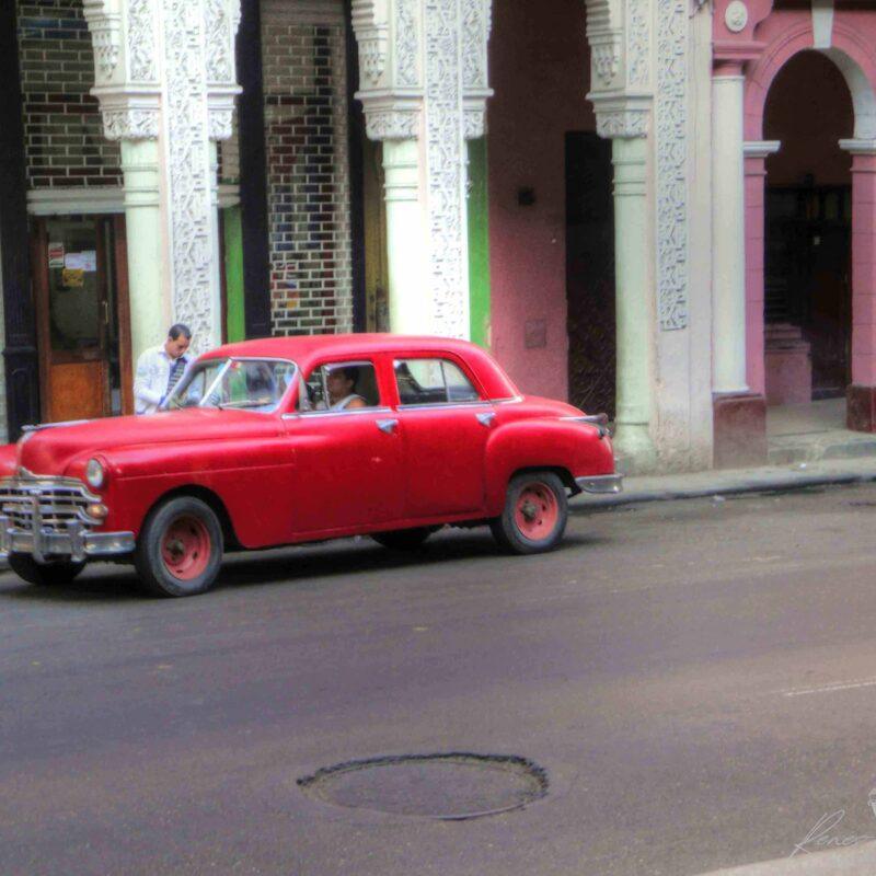 1949 Red Chrysler in Havana | Vintage Cuba Car Photo