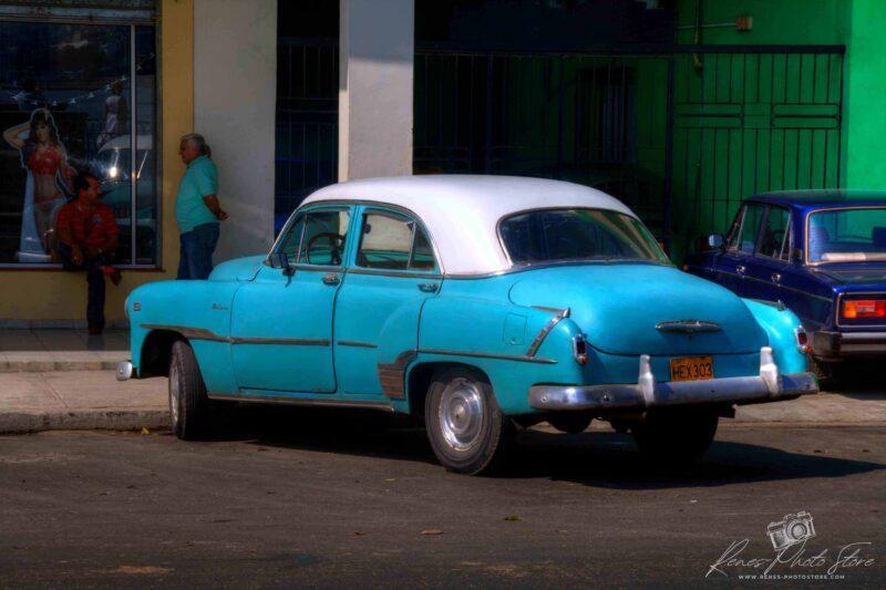 1951 Blue & White Chevrolet in Havana | Vintage Cuba Car Photo Download