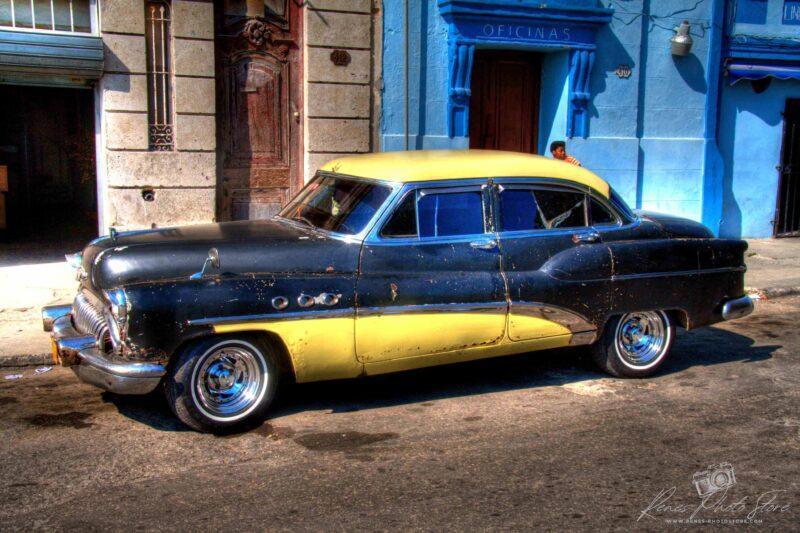 blue & Yellow 1953 Buick Havana | Classic Car Street Photo