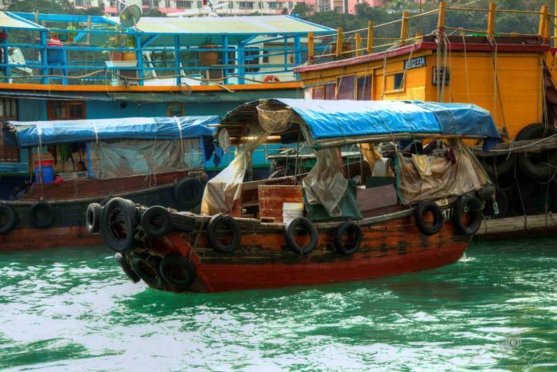 Small Wooden Freighter in Aberdeen Harbour | Hong Kong Working Boat Photo