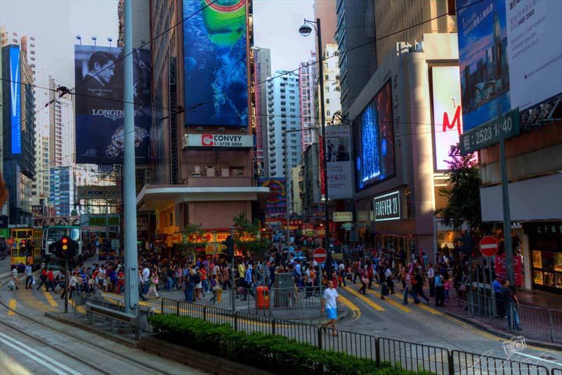 Busy Intersection in Kowloon Hong Kong | Urban Night Scene Photo