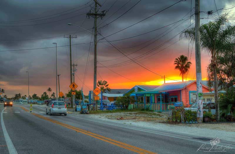 Sunset over Matlacha Colorful Buildings | Florida Art Village Photo