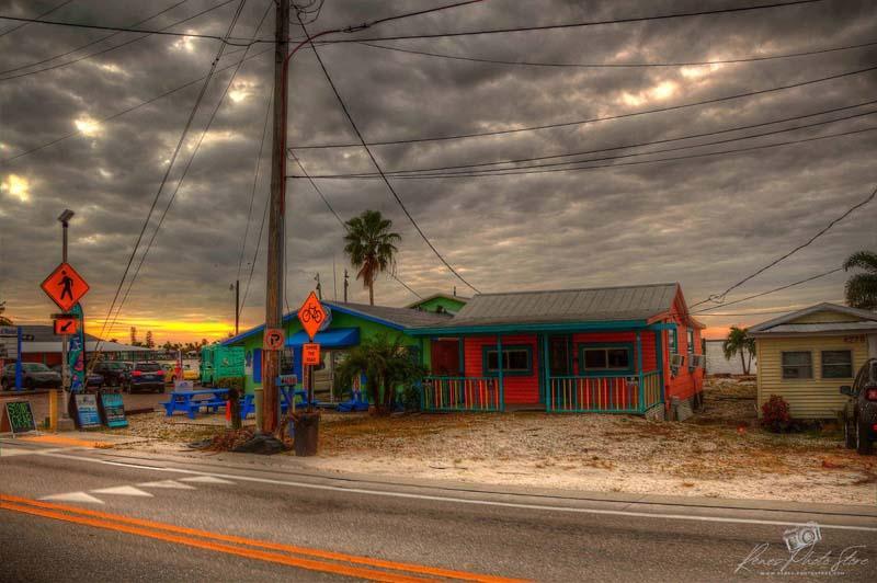 Sunset Over Colorful Houses in Matlacha | Florida Island Photo