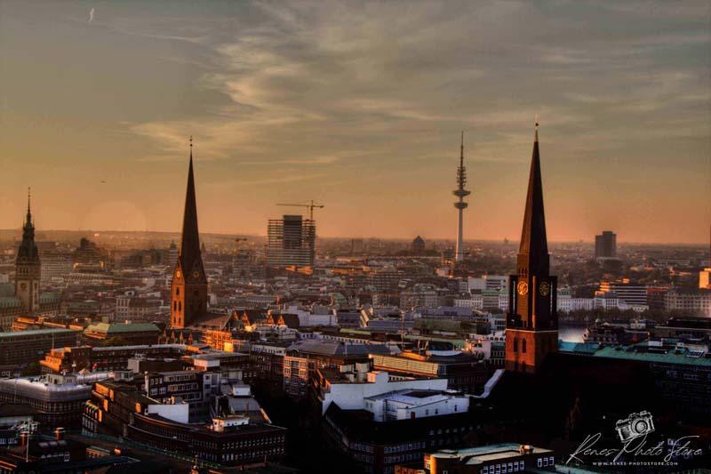 Hamburg Rooftops & Churches View | Skyline Photo Download