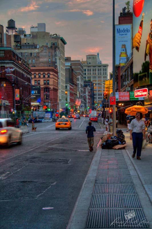 NYC Street Scene with Cabs & Ads | Digital Photo Download