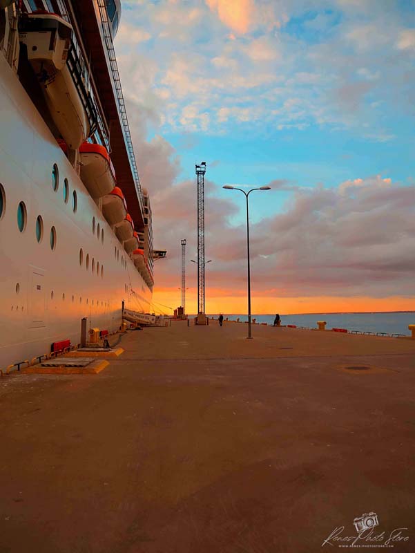 Cruise Ship Docked in Tallinn Harbour at Sunset | Baltic View Photo