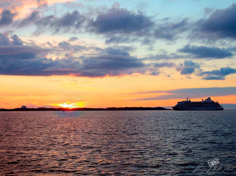 Tallinn Harbour Sunset with Cruise Ship | Baltic Port Scene Photo