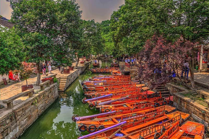 Wooden Tourist Boats in Tongli Canal | Ancient Water Town Photo