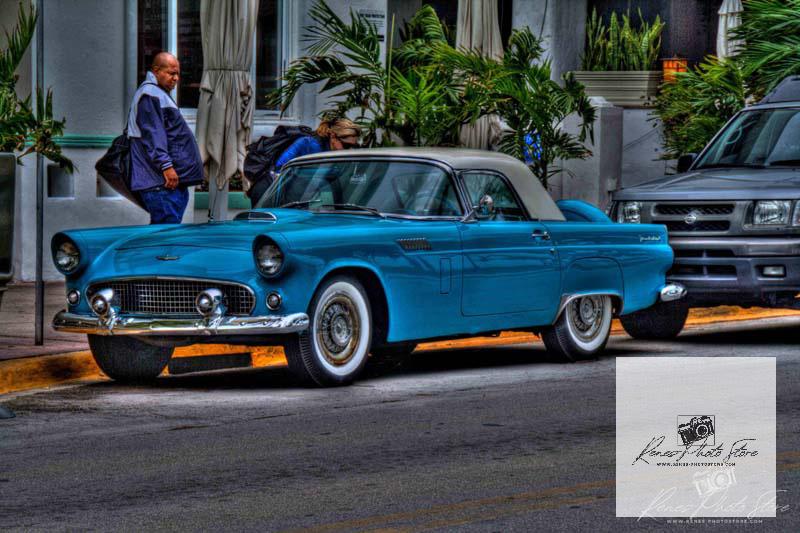 1956 Ford Thunderbird on Ocean Drive | Miami Photo