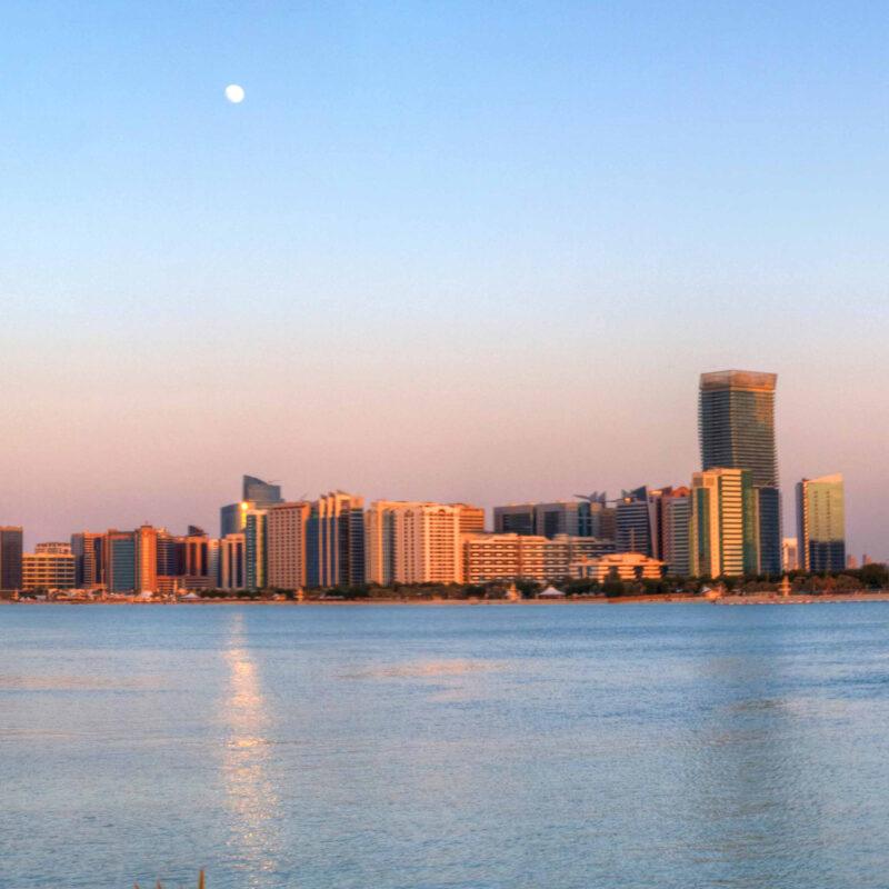 Abu Dhabi Skyline from the Corniche | Waterfront Panorama Download