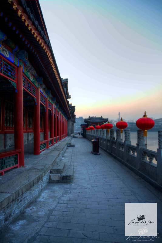 Beihai Park Red Lantern Promenade | Imperial Corridor at Dusk Photo Download