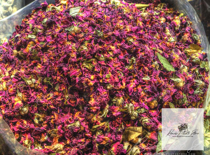 Loose Dried Rose Petals in Dubai Spice Souk | Aromatic Market Photo Download