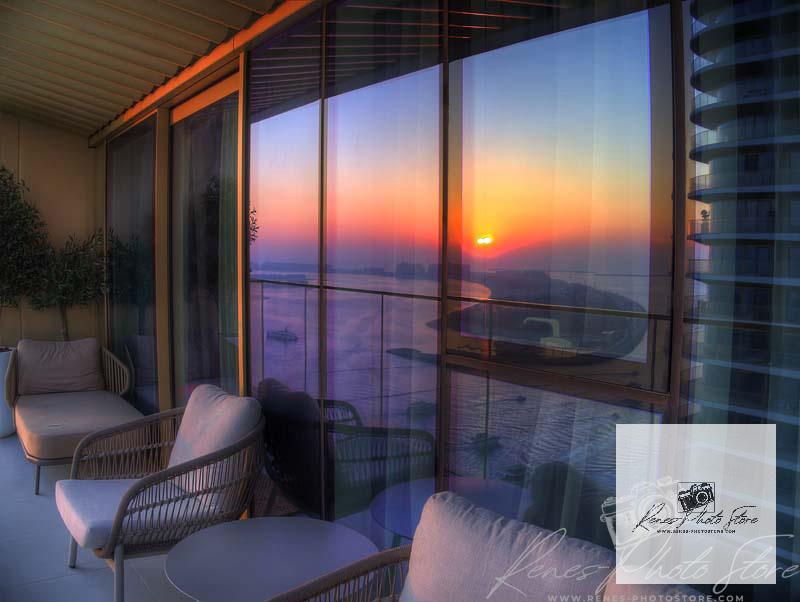 Sunset Reflections over Palm Jumeirah in Dubai | Skyline Seascape Photo Download