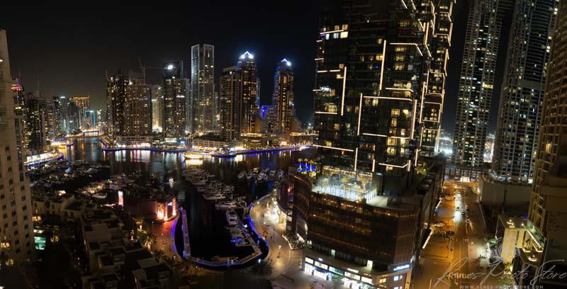 Dubai Creek Night Panorama from Balcony | Digital Skyline View