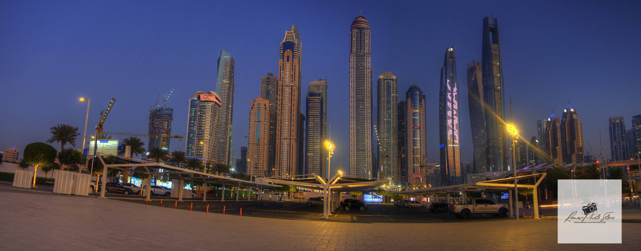 Dubai Marina Skyline at Blue Hour | Jumeirah Marina Panorama Download