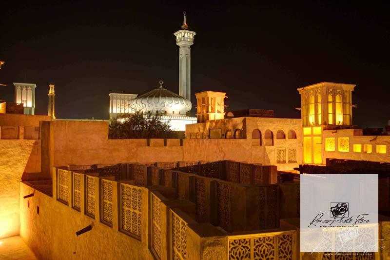 Al Fahidi at Night | Dubai Wind‑Tower Quarter Photo Download