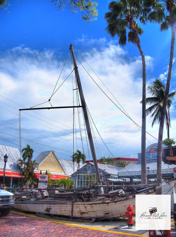 Beached Wooden Schooner on Key West | Historic Boat Street Scene Photo Download