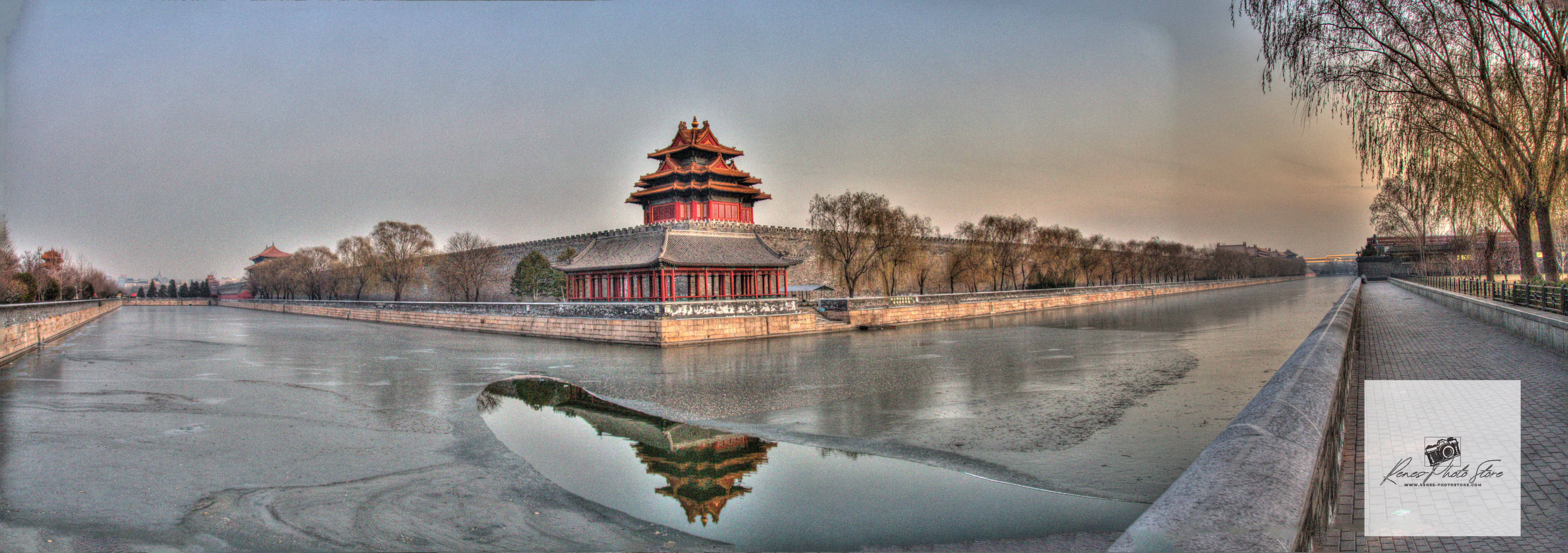 Forbidden City Corner Tower | Winter Moat Panorama Download