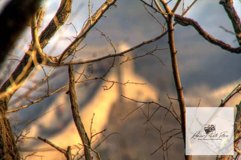Great Wall at Badaling | Abstract Telephoto Framed by Winter Branches Photo