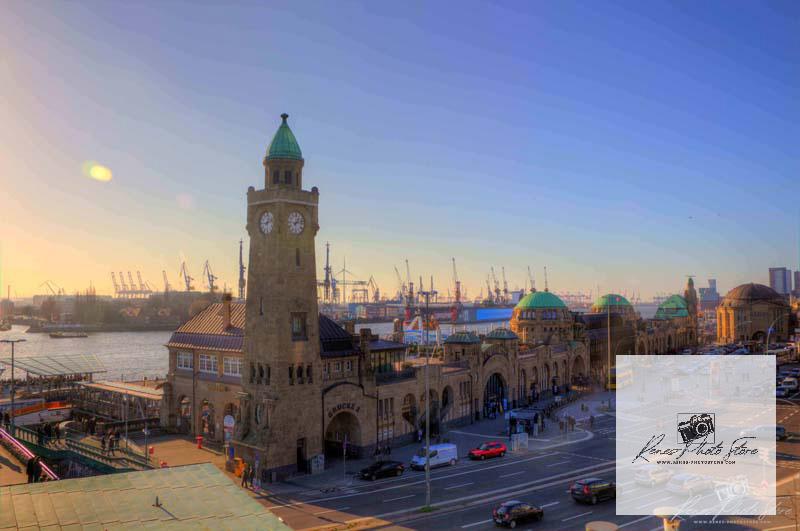 St. Pauli Landungsbrücken at Sunset, Hamburg | Historic Harbor Photo Download