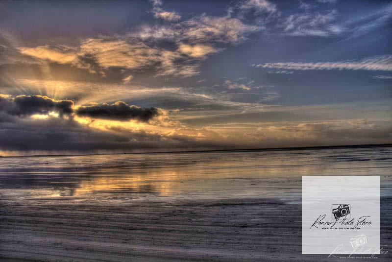 Lakolk Beach Mirror Tide at Sunset, Rømø | Minimalist North Sea Seascape Photo Download