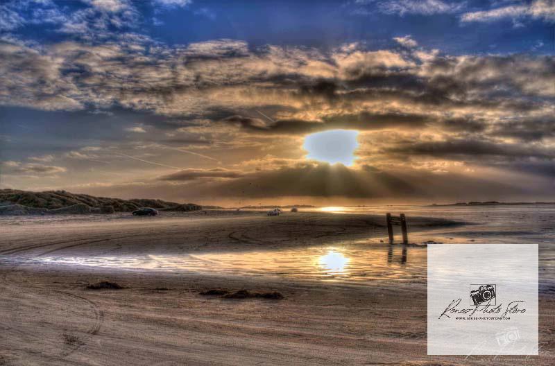 Lakolk Beach Sunset on Rømø, Denmark | Reflective Tidal Flats Photo Download