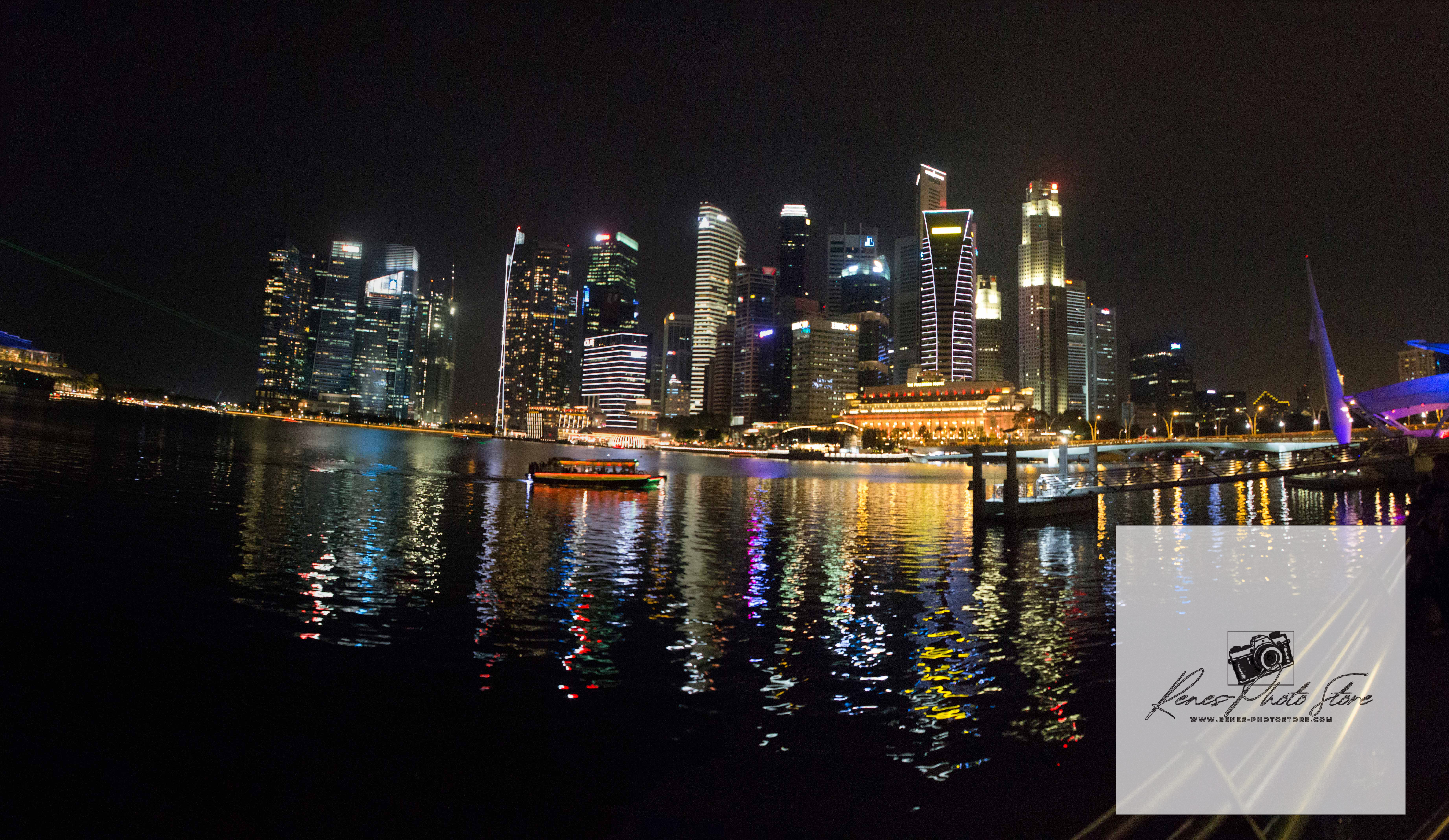 Singapore CBD Skyline at Night | Marina Bay Waterfront Reflections Photo Download