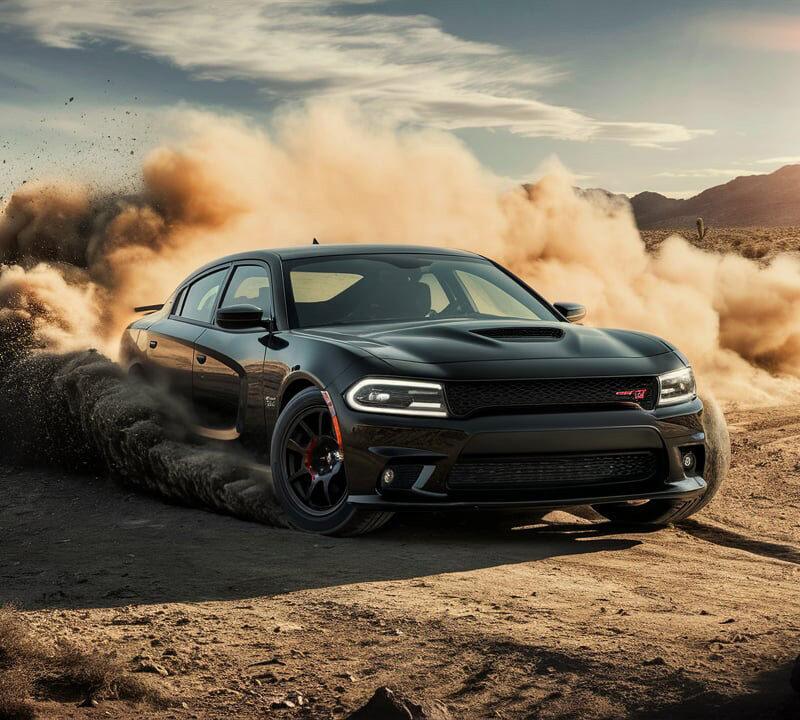 Dodge Charger Hellcat in Mojave Desert | Muscle Car Action Photo Download