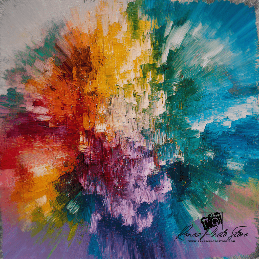 Radiant Abstract Burst Painting | Colorful Impasto Art Photo Download