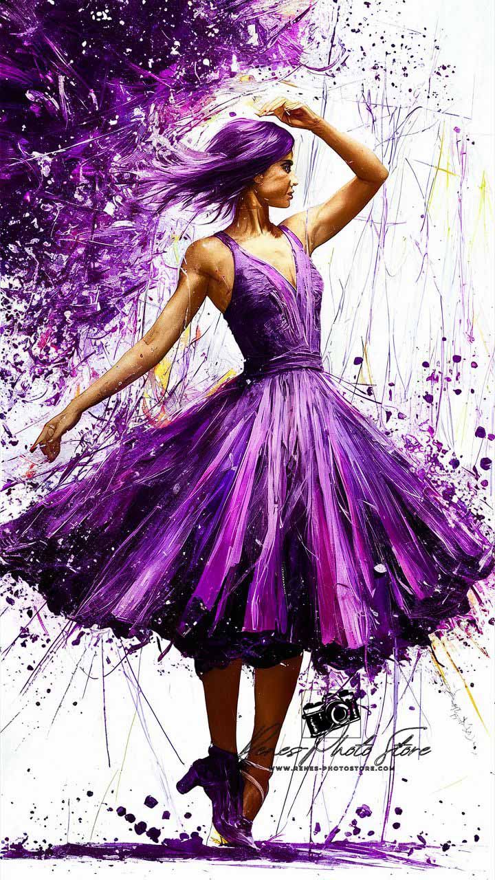 Purple Dress Dancer | Expressionist Fashion Art Photo Download