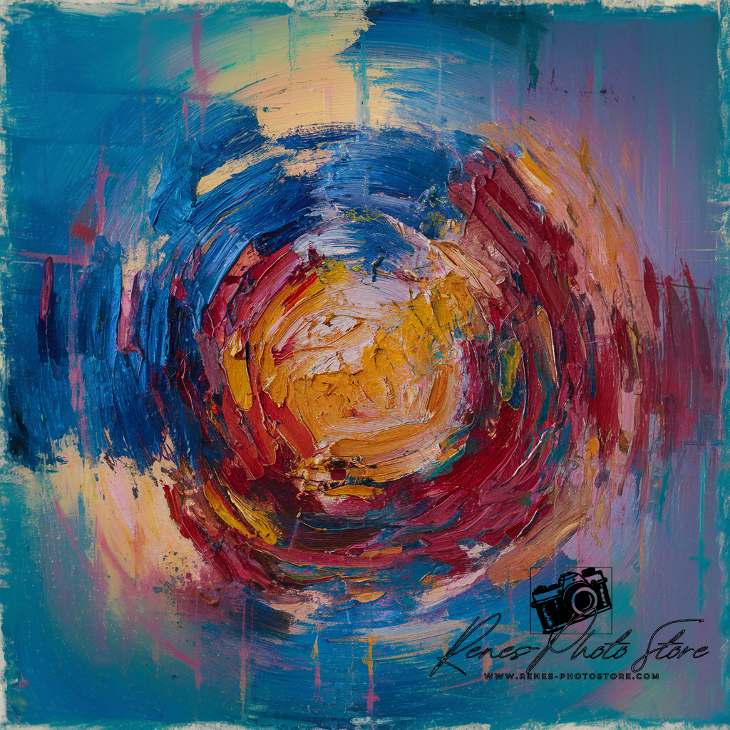 Radiant Swirl Abstract Painting | Colorful Impasto Art Photo Download