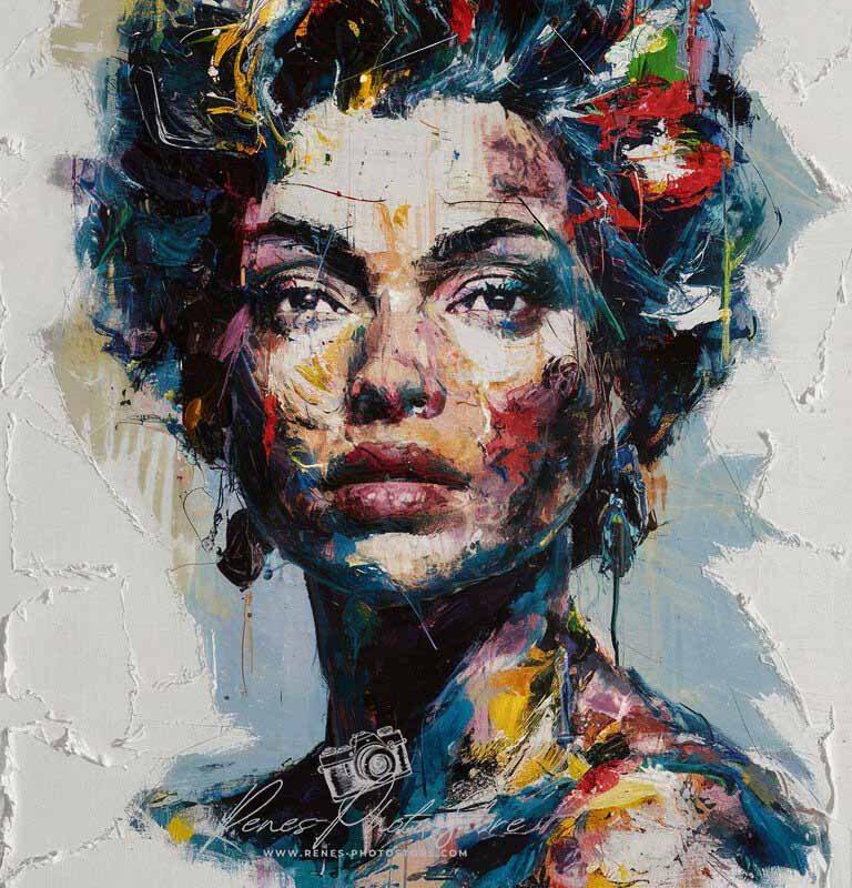 Impressionist Woman on White | Impasto Portrait Photo Download