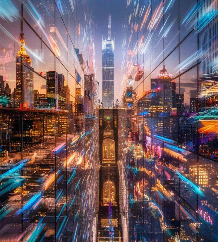 Brooklyn Bridge at Dusk | Futuristic New York Cityscape Photo Download