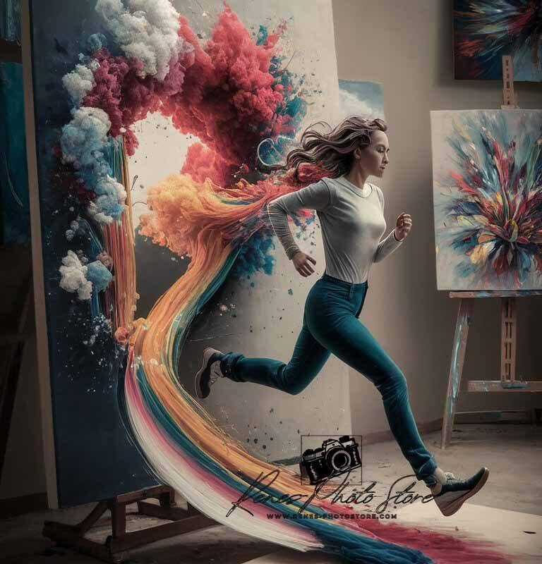 Running Through Art | Surreal Creative Escape Photo Download