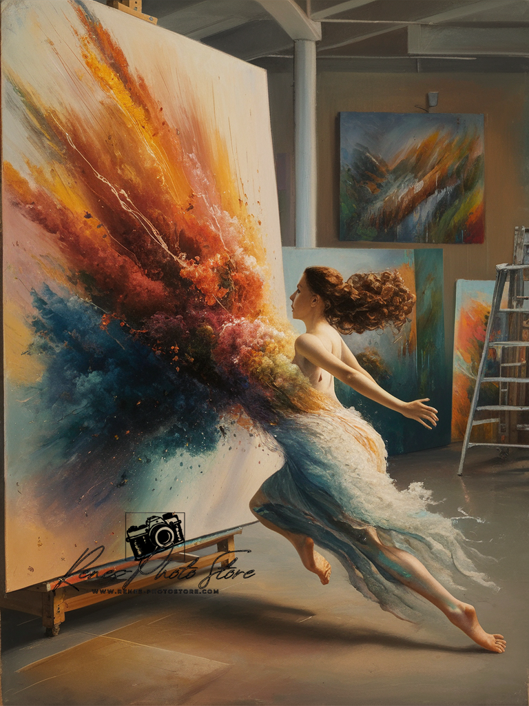 Exploding Canvas Dancer | Surreal Art Imagination Photo Download