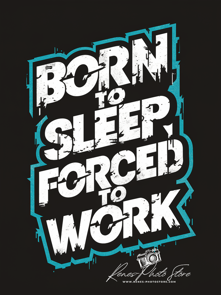 Born to Sleep Forced to Work | Funny Grunge Typography Poster