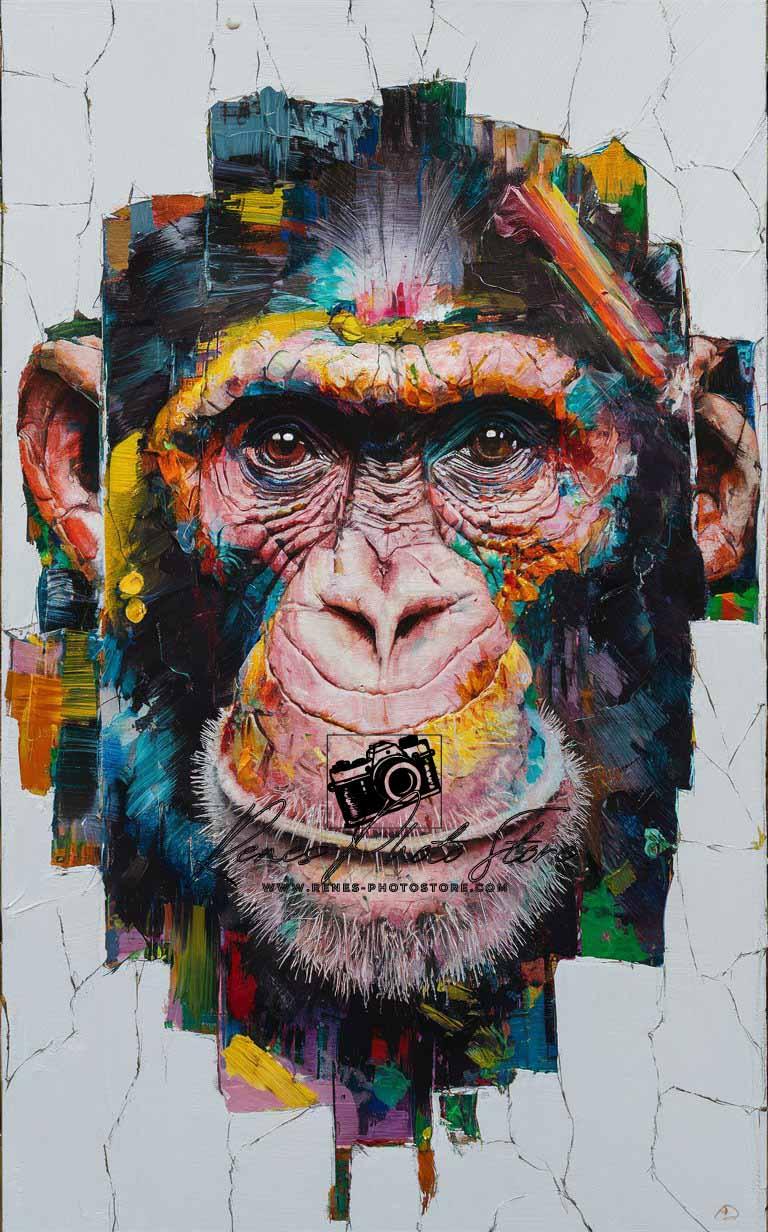 Colorful Chimpanzee Portrait | Modern Abstract Animal Art Print