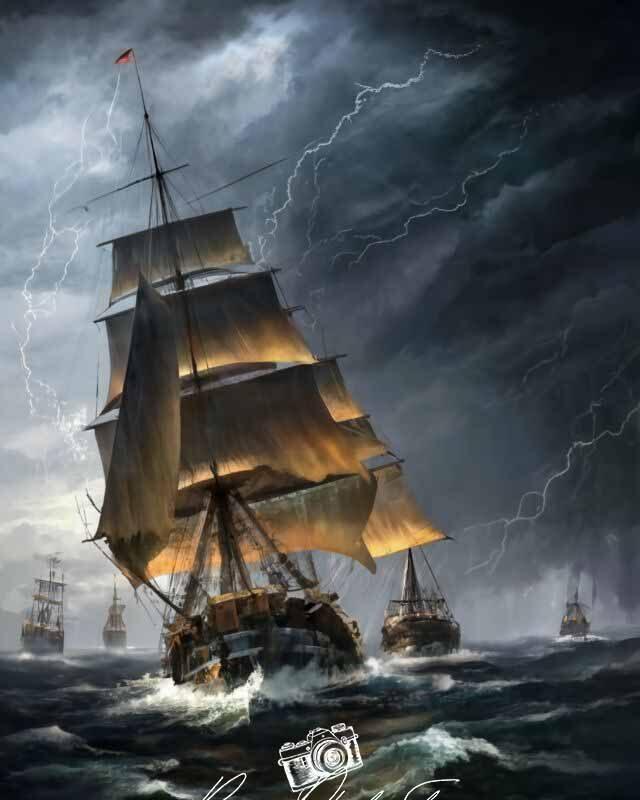 Stormy Tall Ship at Sea | Dramatic Nautical Art Photo Download