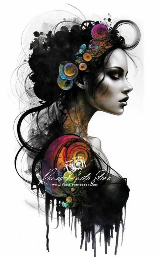 Mystical Ink Woman Portrait | Surreal Abstract Art Photo Download