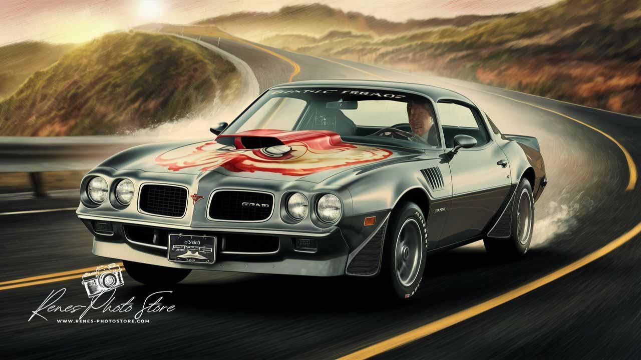 Classic Firebird Muscle Car | Vintage Highway Speed Art Photo Download