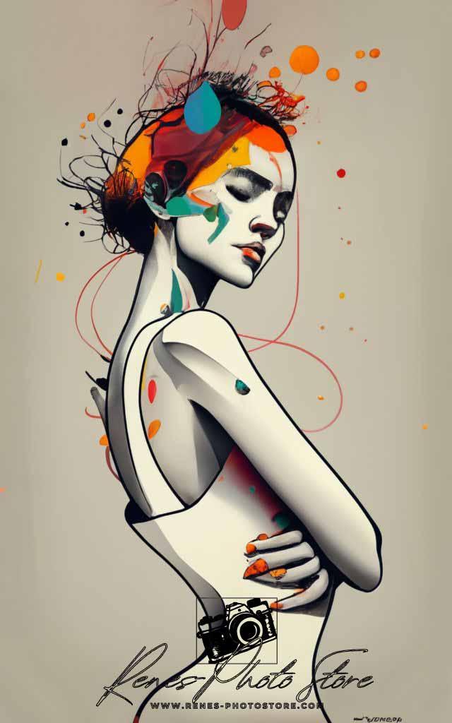 Vibrant Fashion Woman Portrait | Modern Abstract Art Photo Download