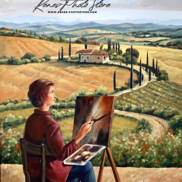 Tuscany Landscape Artist at Work | Digital Art Print