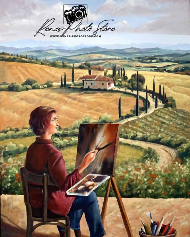 Tuscany Landscape Artist at Work | Digital Art Print