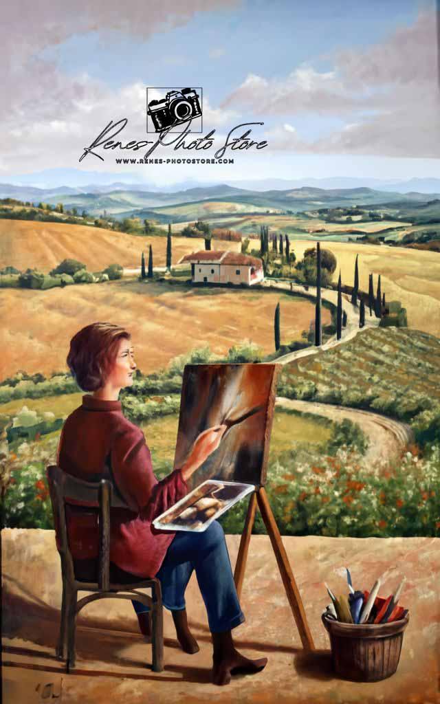Tuscany Landscape Artist at Work | Digital Art Print