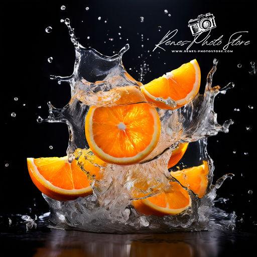 Orange Slices Water Splash Digital Download